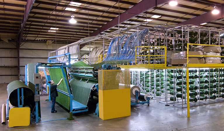 artificial turf manufacturing facility interior